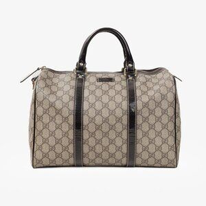 Gucci Brown Patent Medium GG Joy Boston Bag